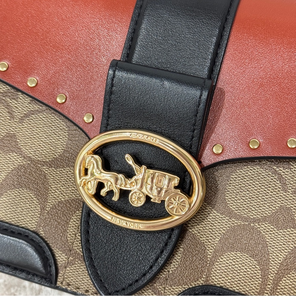 Coach Georgie Shoulder Bag In Colorblock Canvas - Picture 4 of 14